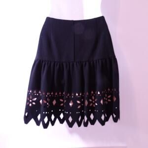 Eva Franco Women's Jersey Drop Waist Pleated Cut Out Mini Skirt NWOT 298 Sz 0